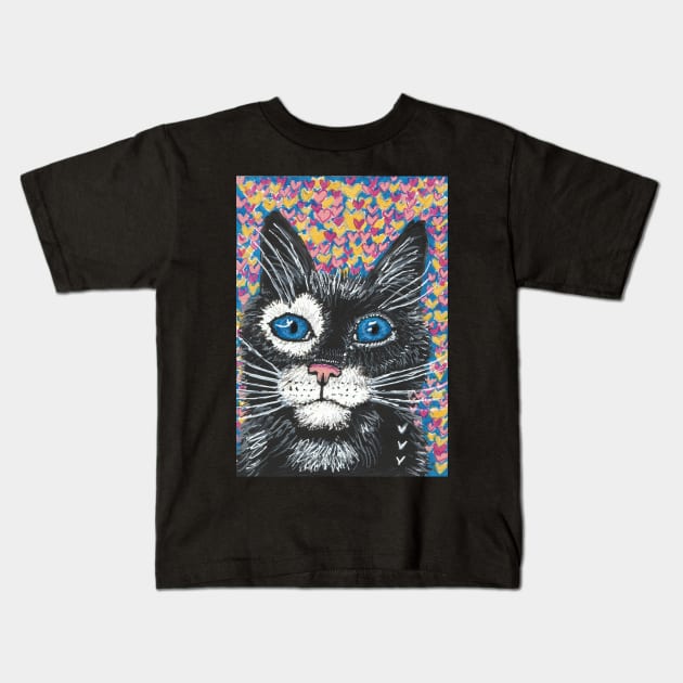 Cat face Kids T-Shirt by SamsArtworks